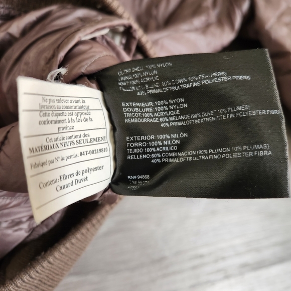 BERNARDO Brown Jacket Size‎ XS Quilted Puffer Pimaloft Zip Button Closure Ribbed - Picture 7 of 11